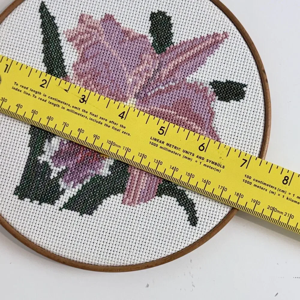 Handmade Cross-Stitch 7” Hoop: Modern Iris